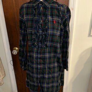 Plaid Ralph Lauren Button-Up Dress with Ruffle Detail